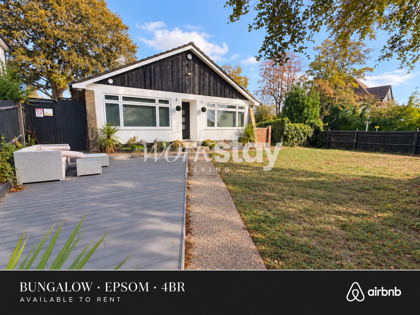 Garden Exterior at the four-bedroom Epsom bungalow